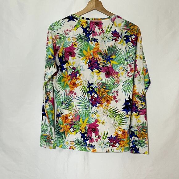 Athleta floral rashguard nylon long sleeved quarter zip top swimsuit women's L - Picture 6 of 6